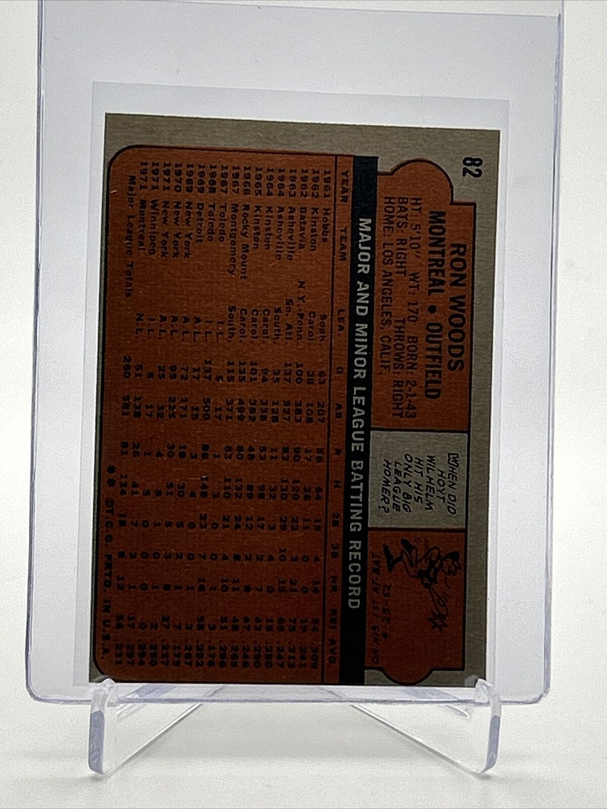 1972 Topps Ron Woods Baseball Card #82 VG-EX Quality FREE SHIPPING