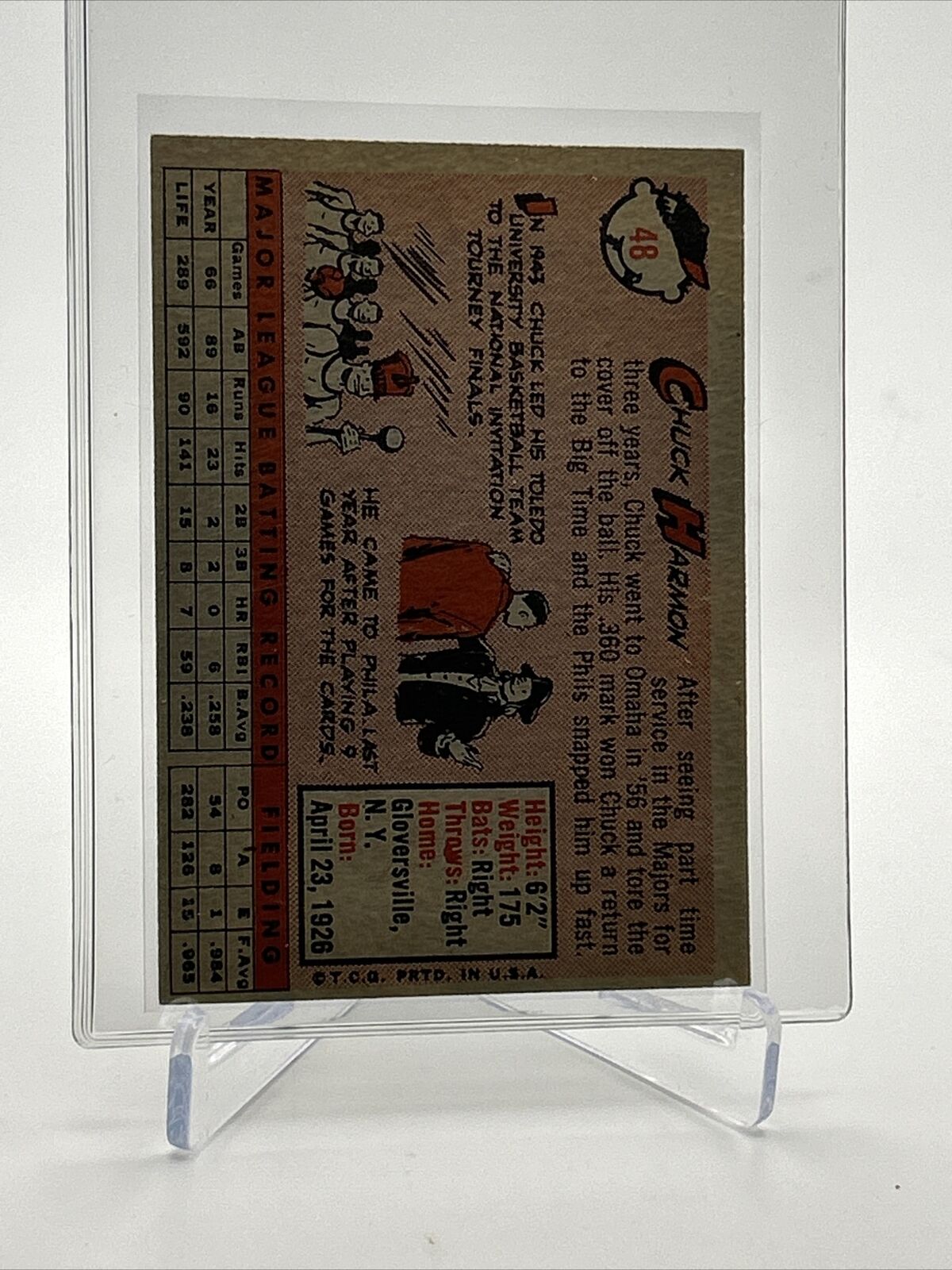 1958 Topps Chuck Harmon Baseball Card #48 EX Quality FREE SHIPPING