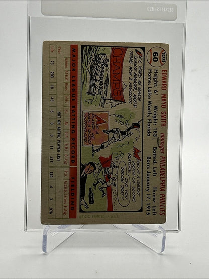 1956 Topps Mayo Smith Baseball Card #60 VG Quality FREE SHIPPING