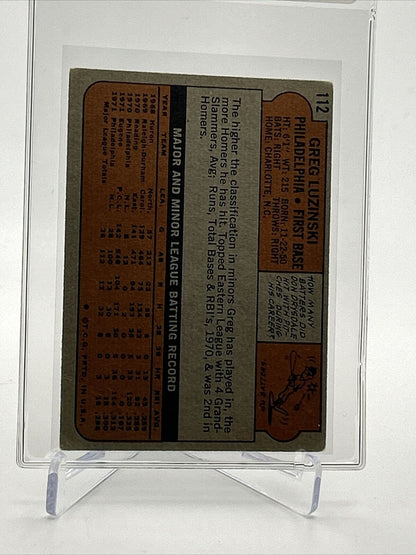 1972 Topps Greg Luzinski Baseball Card #112 VG Quality FREE SHIPPING