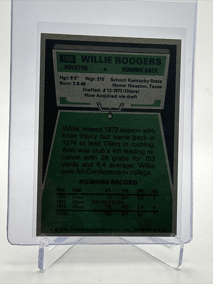 1975 Topps Willie Rodgers Rookie Football Card #166 NM Quality FREE SHIPPING