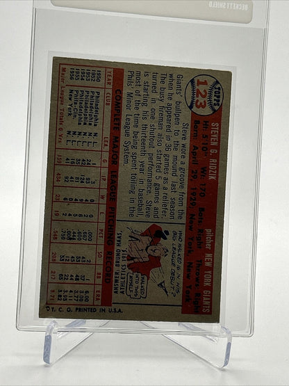 1957 Topps Steve Ridzik Baseball Card #123 EX Quality FREE SHIPPING