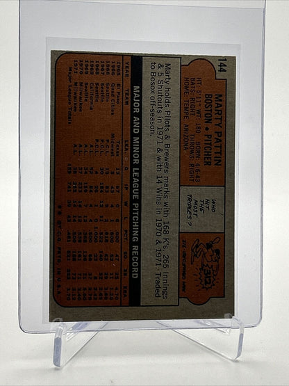 1972 Topps Marty Pattin Baseball Card #144 EX Quality FREE SHIPPING