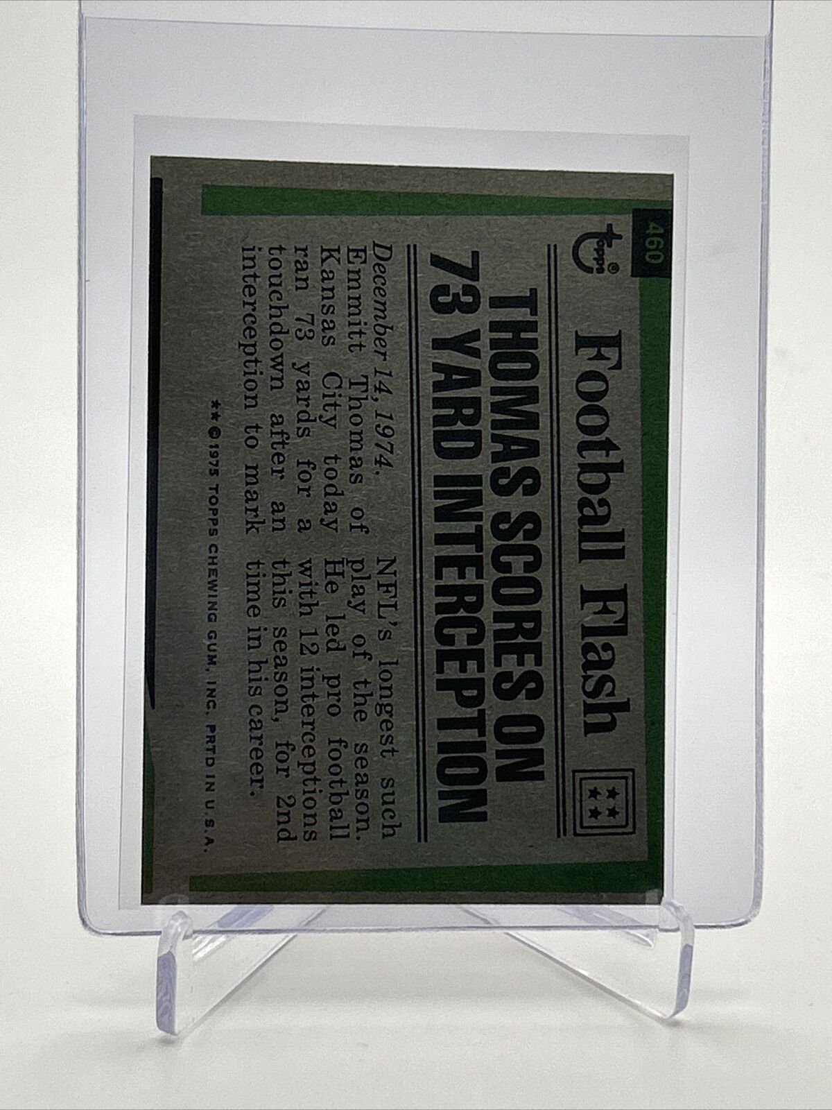 1975 Topps Emmitt Thomas Football Card #460 NM Quality FREE SHIPPING