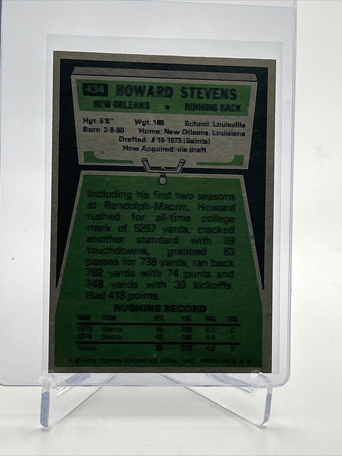 1975 Topps Howard Stevens Rookie Football Card #434 NM Quality FREE SHIPPING
