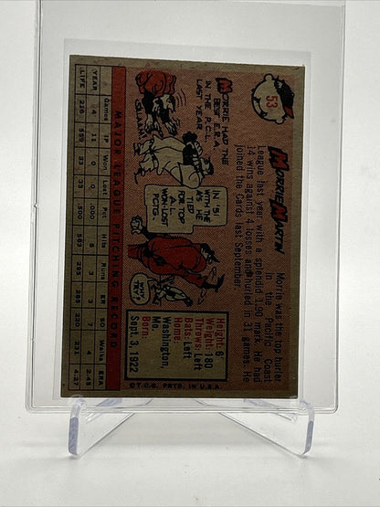 1958 Topps Morrie Martin Baseball Card #53 EX-MT Quality FREE SHIPPING