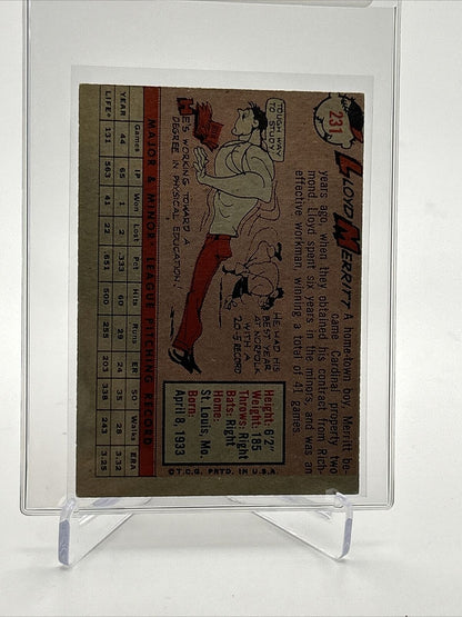 1958 Topps Lloyd Merritt Rookie Baseball Card #231 EX Quality FREE SHIPPING