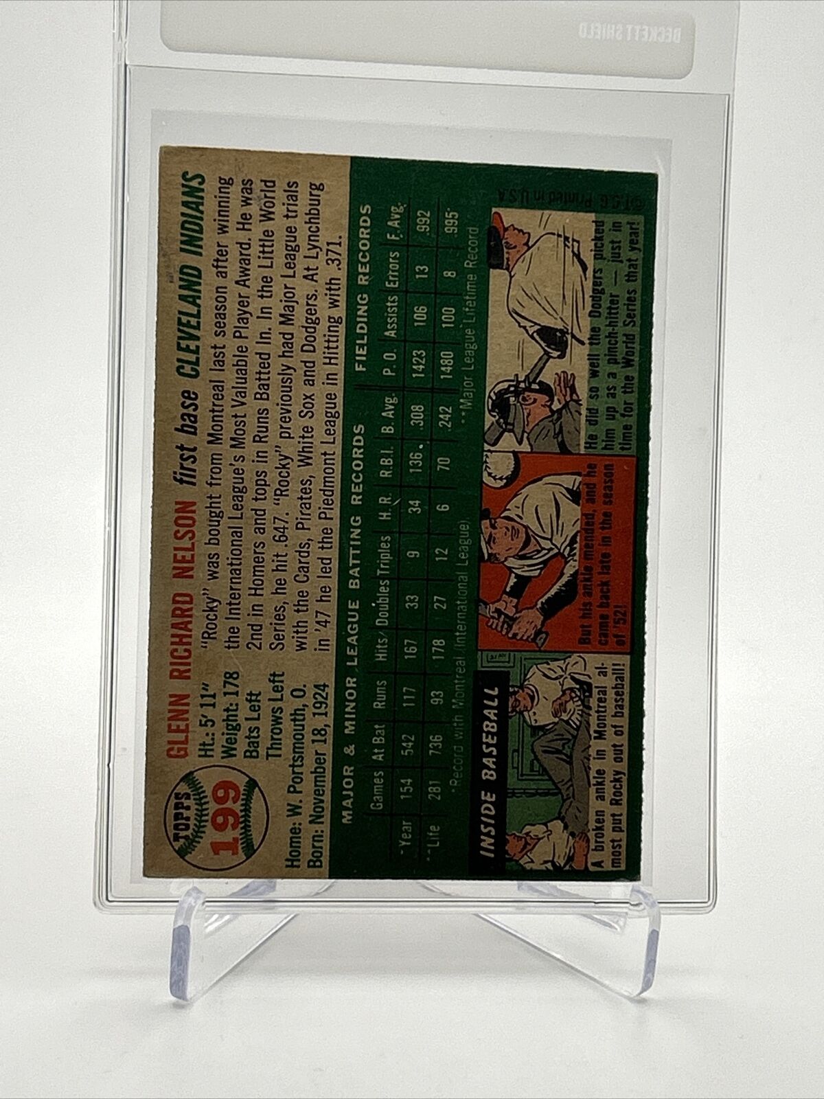 1954 Topps Rocky Nelson Baseball Card #199 VG-EX Quality FREE SHIPPING