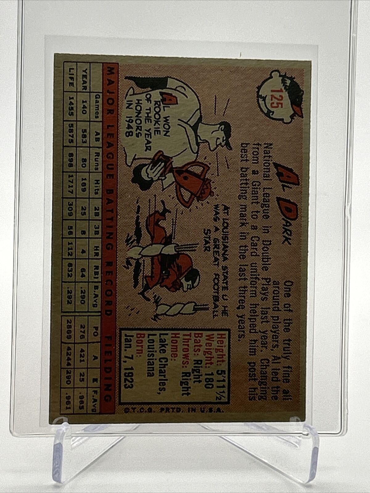 1958 Topps Al Dark Baseball Card #125 EX Quality FREE SHIPPING