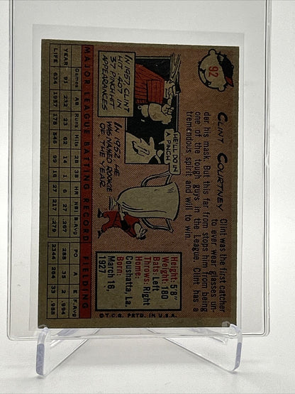 1958 Topps Clint Courtney Baseball Card #92 EX Quality FREE SHIPPING