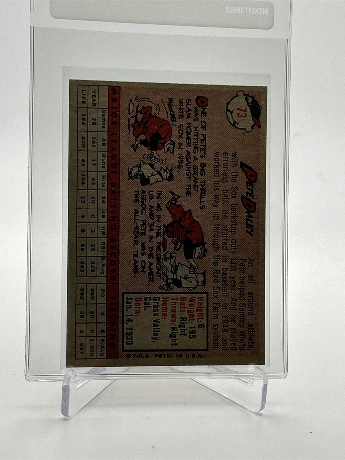 1958 Topps Pete Daley Baseball Card #73 EX-MT Quality FREE SHIPPING