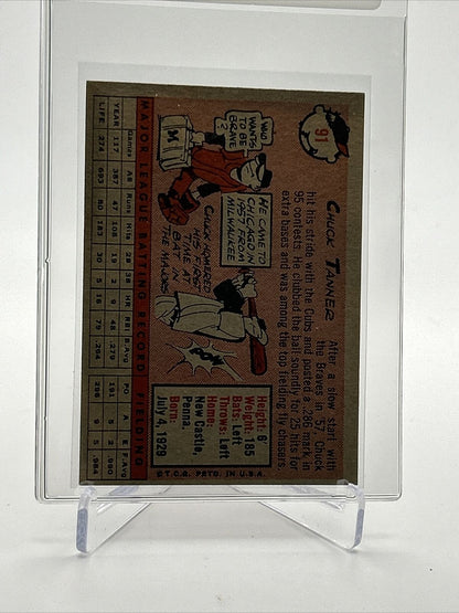 1958 Topps Chuck Tanner Baseball Card #91 EX-MT Quality FREE SHIPPING