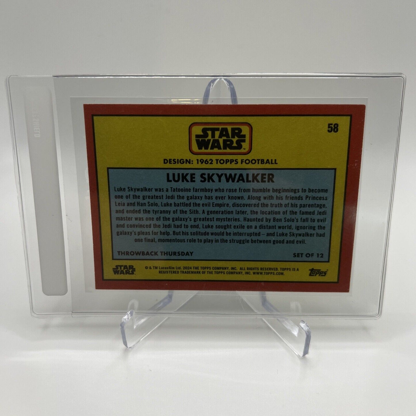 2024 Topps Star Wars Throwback Thursday Luke Skywalker Card #58 Silver 3/5