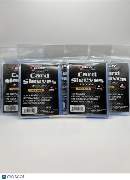 BCW Penny Card Soft Sleeves 5 Packs of 100 for THICK Sized Cards = 500
