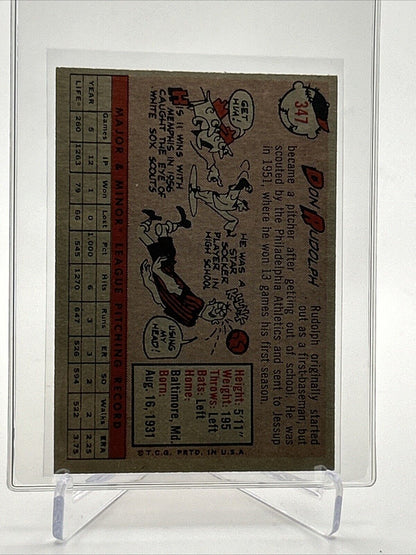1958 Topps Don Rudolph Rookie Baseball Card #347 EX-MT Quality FREE SHIPPING