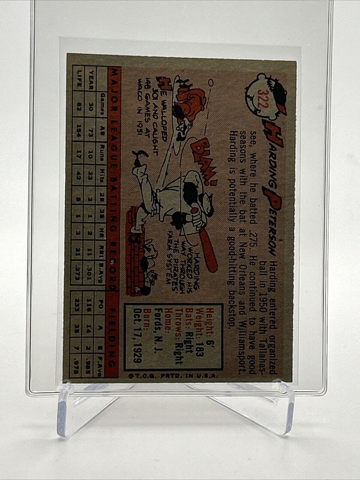 1958 Topps Harding Peterson Rookie Card #322 EX-MT Quality FREE SHIPPING