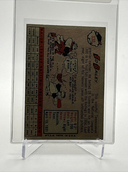 1958 Topps Ed Bailey Baseball Card #330 EX-MT Quality FREE SHIPPING