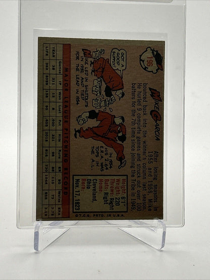 1958 Topps Mike Garcia Baseball Card #196 EX-MT Quality FREE SHIPPING