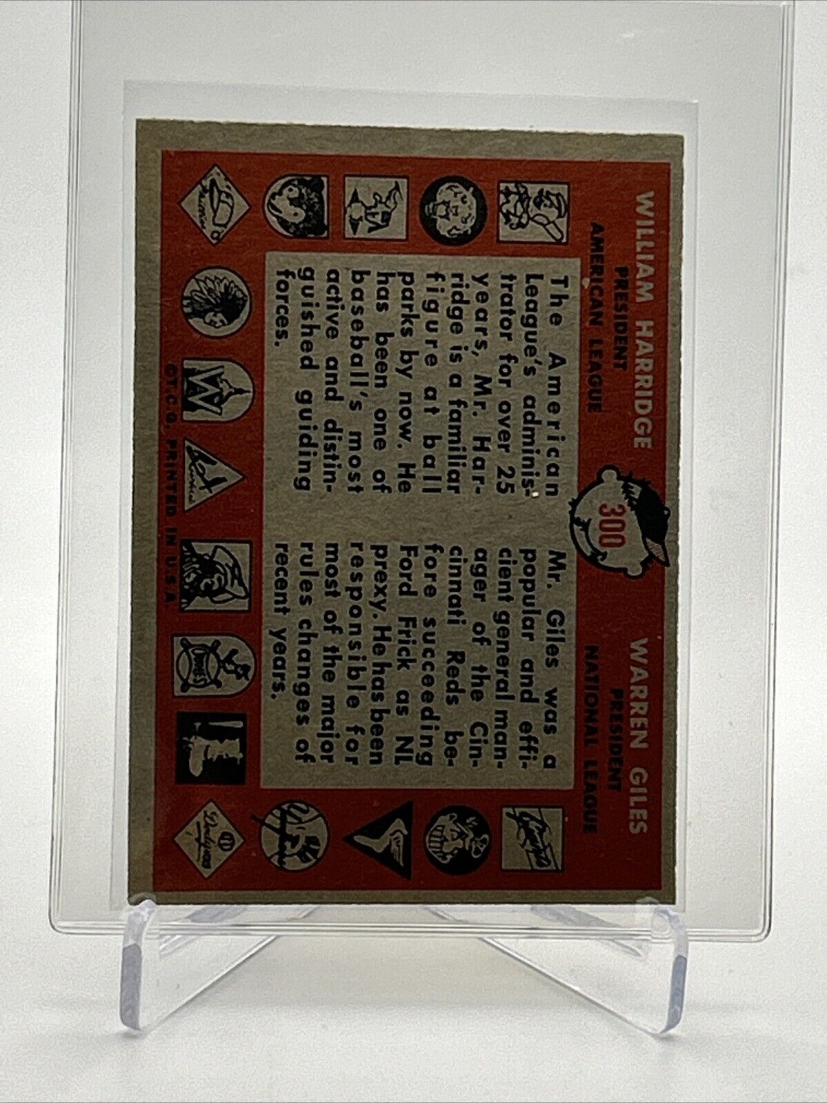 1958 Topps League Presidents Baseball Card #300 EX-MT Quality FREE SHIPPING