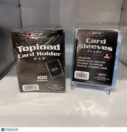 BCW 3X4 Toploaders 35pt Point for Standard Cards 100 Toploaders and Sleeves