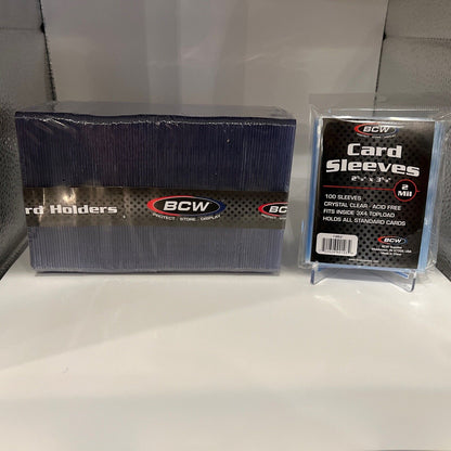 BCW 3X4 Toploaders 35pt Point for Standard Cards 100 Toploaders and Sleeves