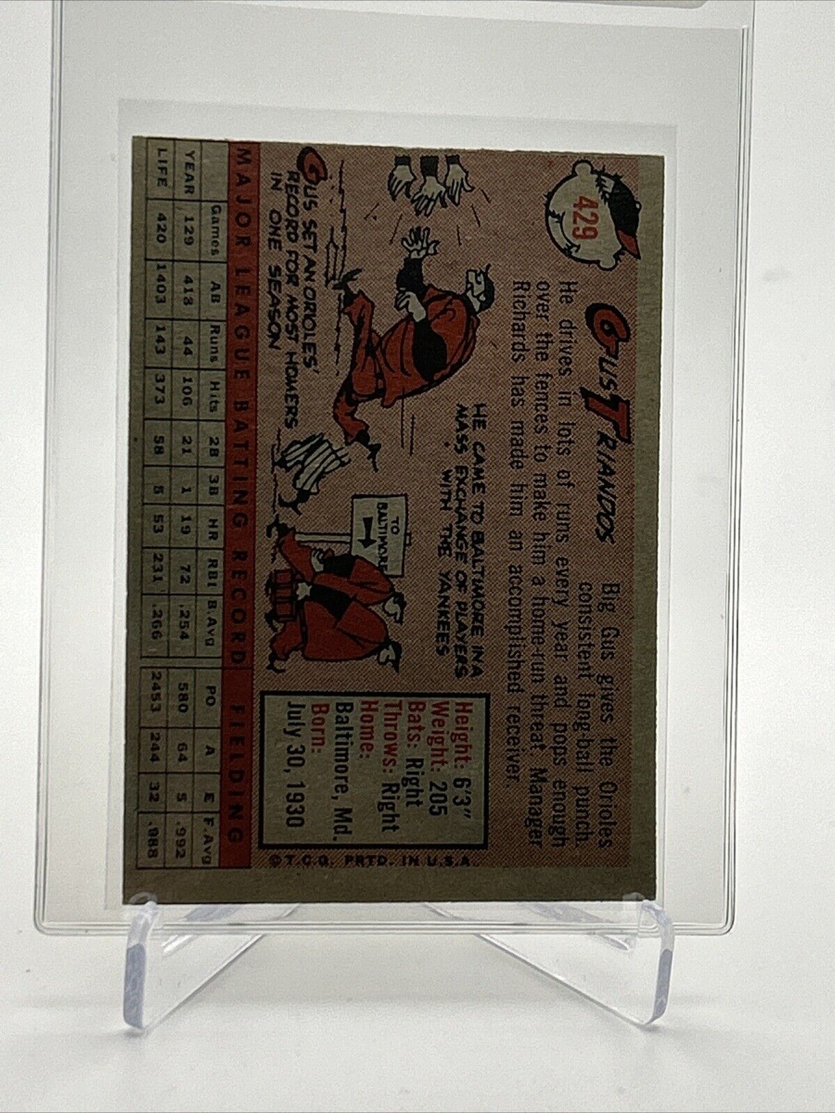 1958 Topps Gus Triandos Baseball Card #429 EX-MT Quality FREE SHIPPING