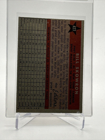 1958 Topps Bill Skowron Baseball Card #477 EX-MT Quality FREE SHIPPING