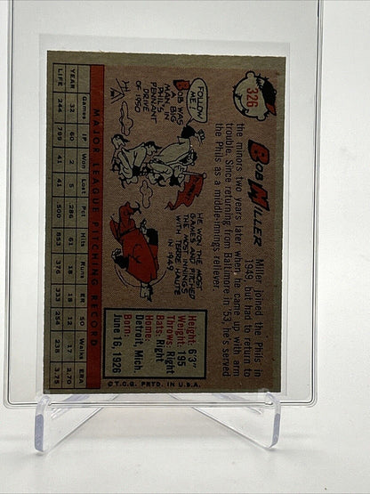 1958 Topps Bob Miller Baseball Card #326 EX-MT Quality FREE SHIPPING