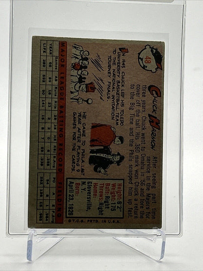 1958 Topps Chuck Harmon Baseball Card #48 VG Quality FREE SHIPPING