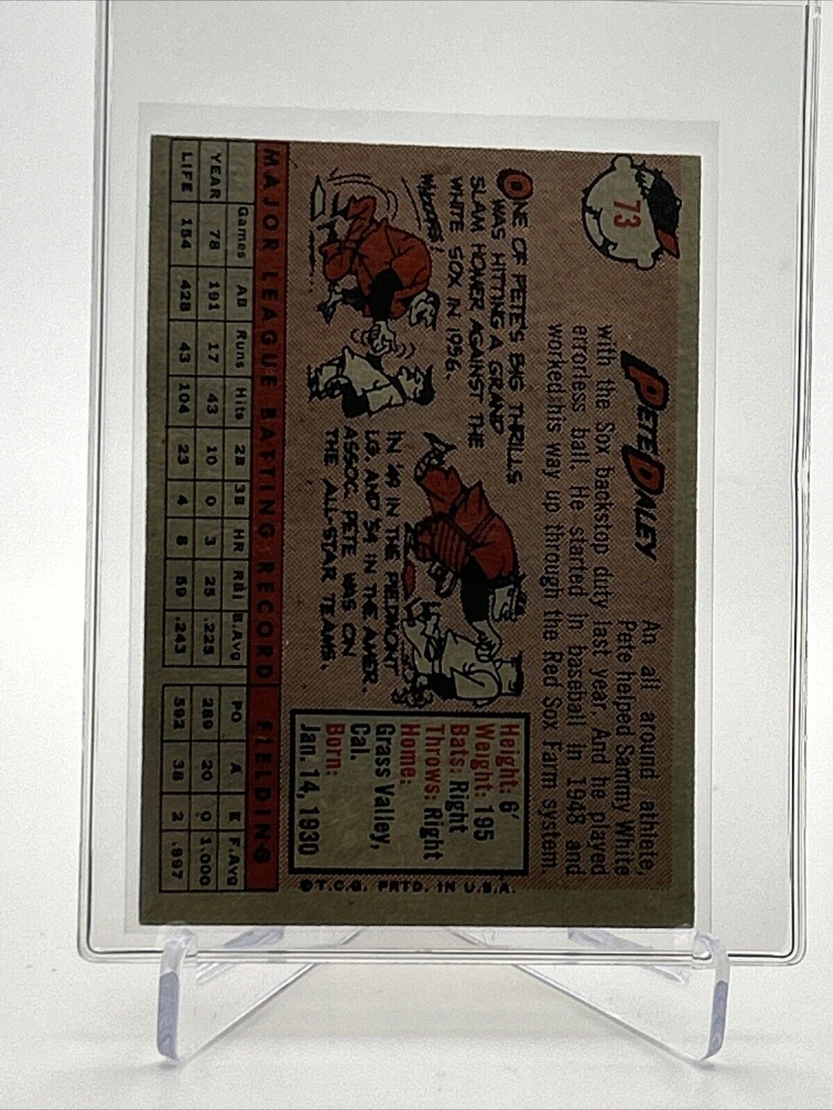 1958 Topps Pete Daley Baseball Card #73 VG Quality FREE SHIPPING