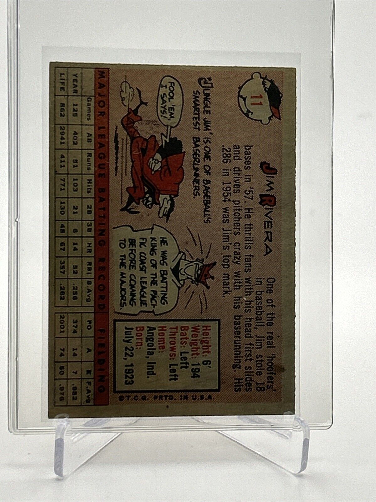 1958 Topps Jim Rivera Baseball Card #11 VG Quality FREE SHIPPING
