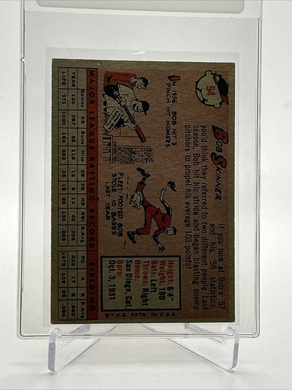 1958 Topps Bob Skinner Baseball Card #94 VG Quality FREE SHIPPING