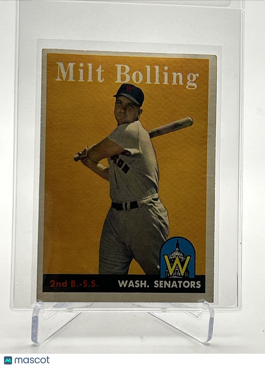 1958 Topps Milt Bolling Baseball Card #188 VG Quality FREE SHIPPING