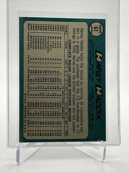 1965 Topps Harvey Haddix Baseball Card #67 EX-MT Quality FREE SHIPPING
