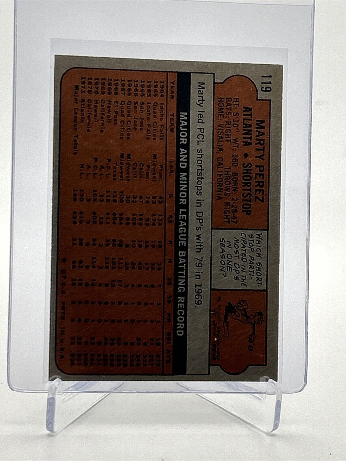 1972 Topps Marty Perez Baseball Card #119 EX Quality FREE SHIPPING