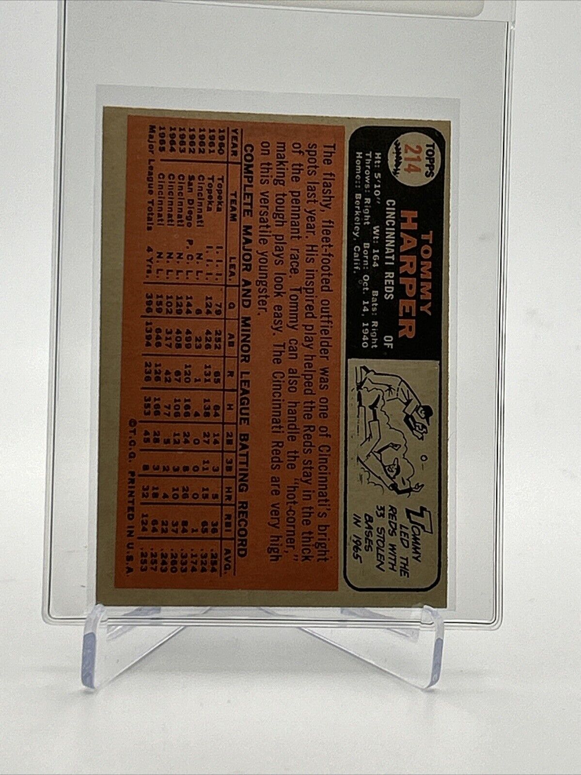 1966 Topps Tommy Harper Baseball Card #214 VG-EX Quality FREE SHIPPING