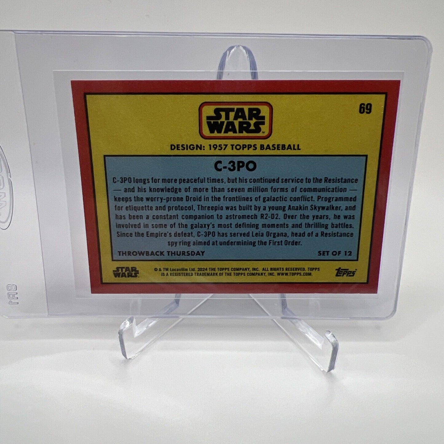 2024 Topps Star Wars Throwback Thursday C-3PO Card #69 Mint FREE SHIPPING