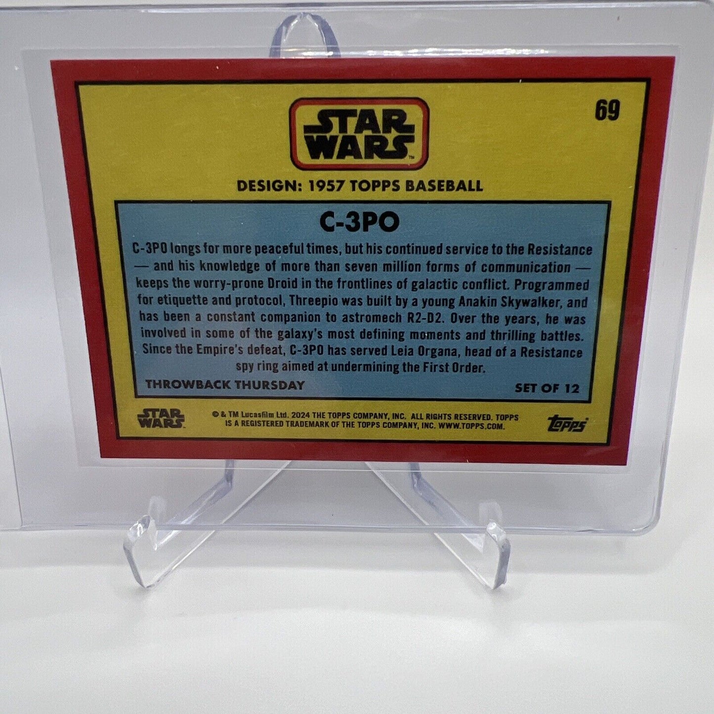 2024 Topps Star Wars Throwback Thursday C-3PO Card #69 Mint BRONZE 09/10