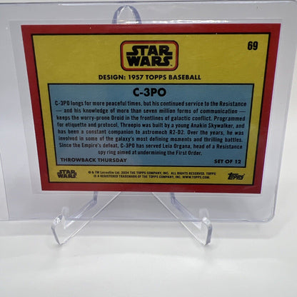 2024 Topps Star Wars Throwback Thursday C-3PO Card #69 Mint BRONZE 09/10