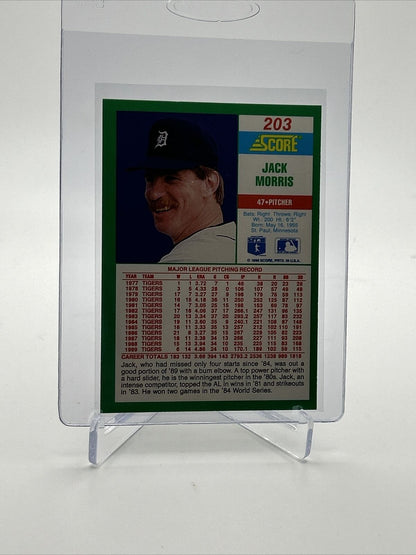 1990 Score Jack Morris Baseball Card #203 Mint FREE SHIPPING