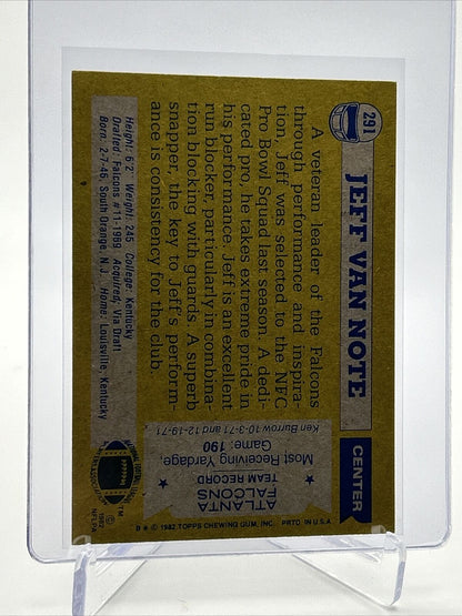 1982 Topps Jeff Van Note Football Card #291 NM-MT FREE SHIPPING