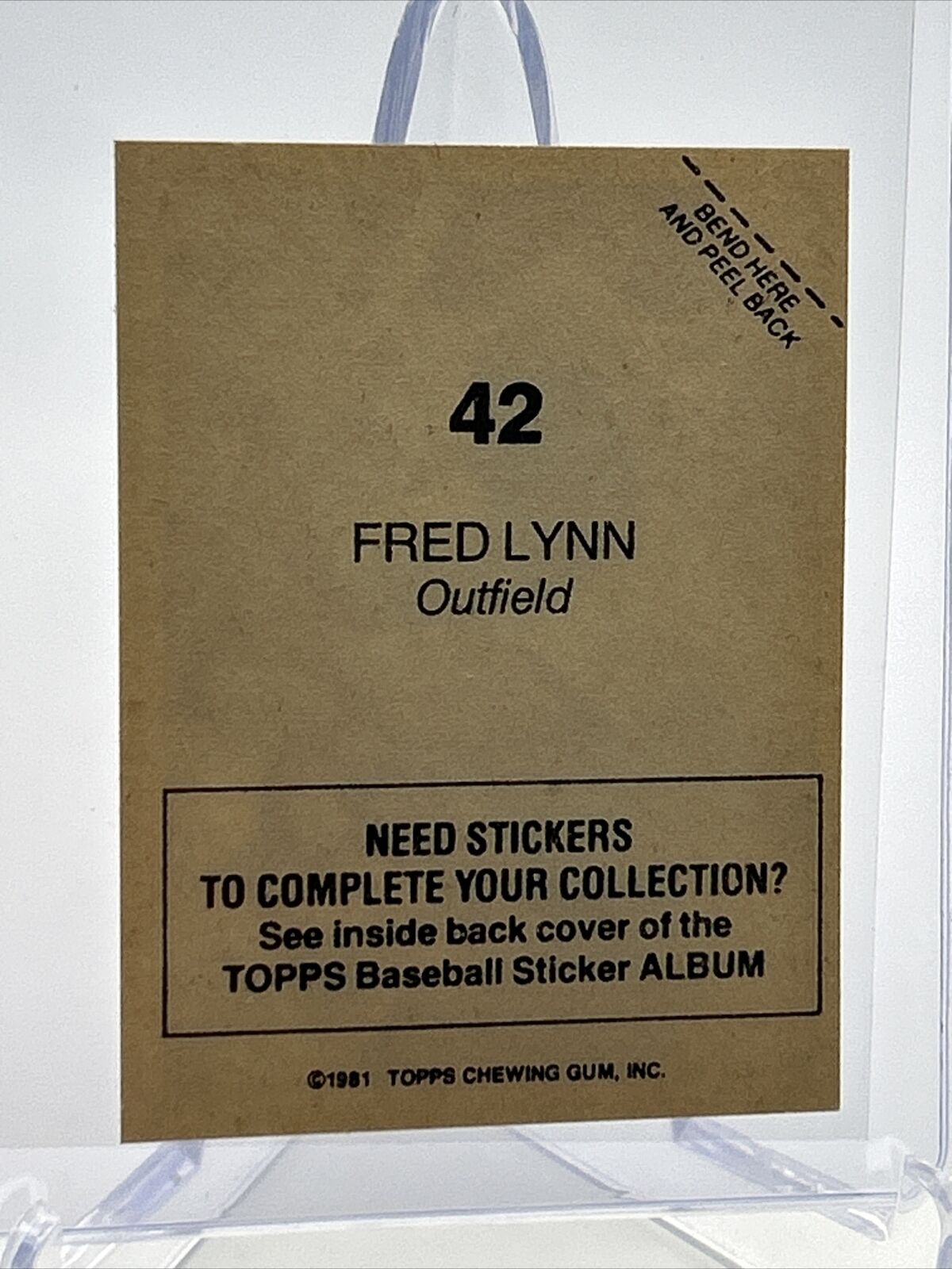 1981 Topps Stickers Fred Lynn Baseball Card #42 NM-Mint FREE SHIPPING