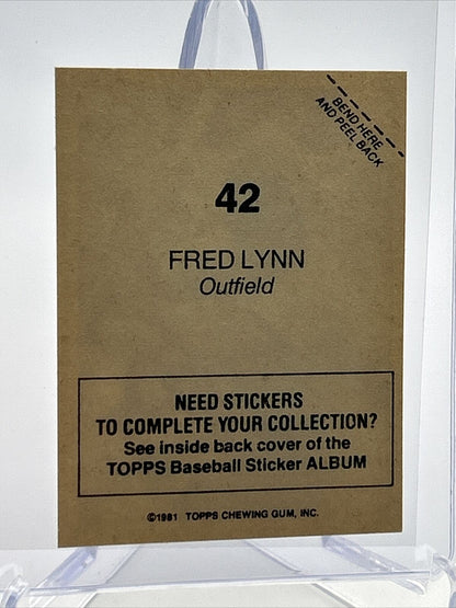1981 Topps Stickers Fred Lynn Baseball Card #42 NM-Mint FREE SHIPPING