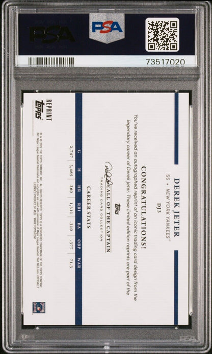 2022 Topps x Derek Jeter 22 Years of Topps FOILBOARD Derek Jeter Card #DJ3 PSA 8