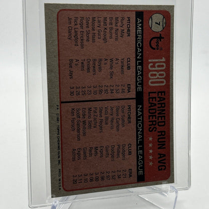 1981 Topps 1980 Earned Run Average Leaders Card #7 NM-Mint FREE SHIPPING