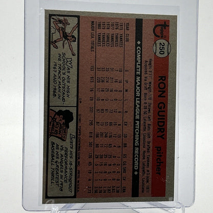 1981 Topps Ron Guidry Baseball Card #250 NM-Mint FREE SHIPPING