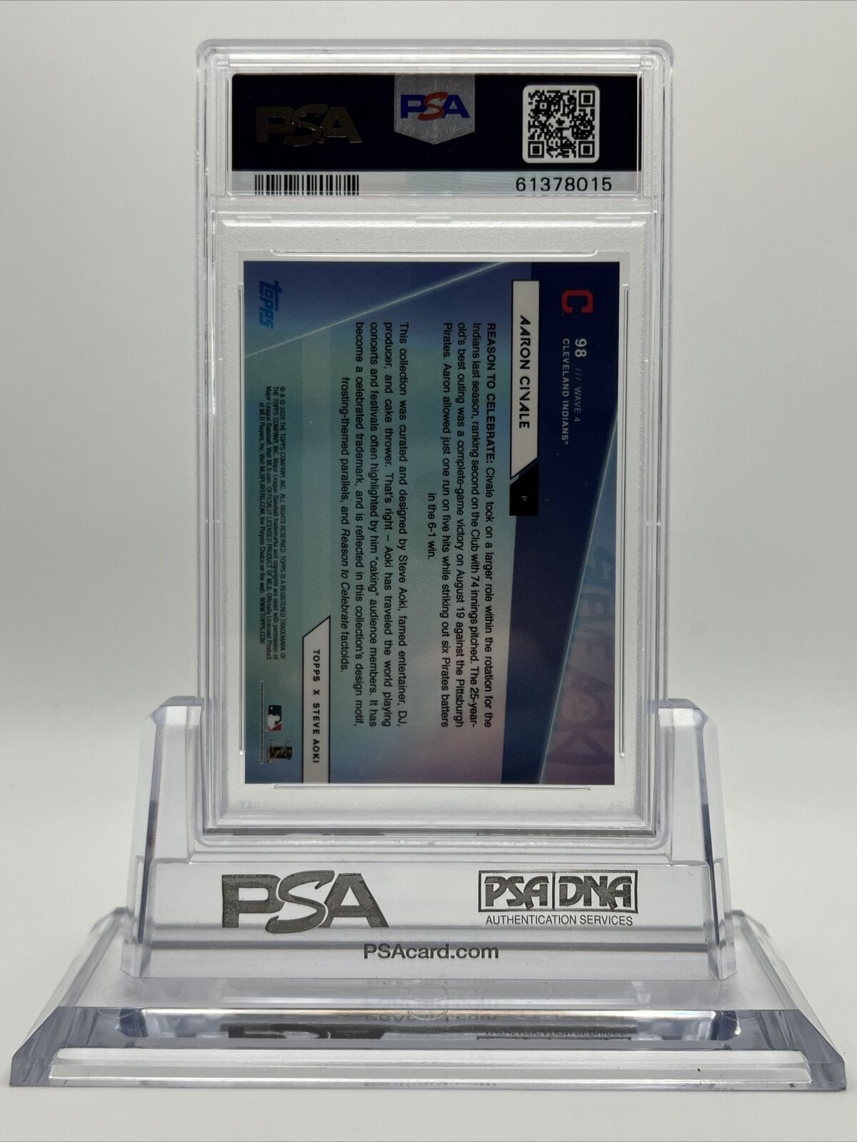 2020 Topps X Steve Aoki Aaron Civale Rookie Baseball Card #98 PSA 10