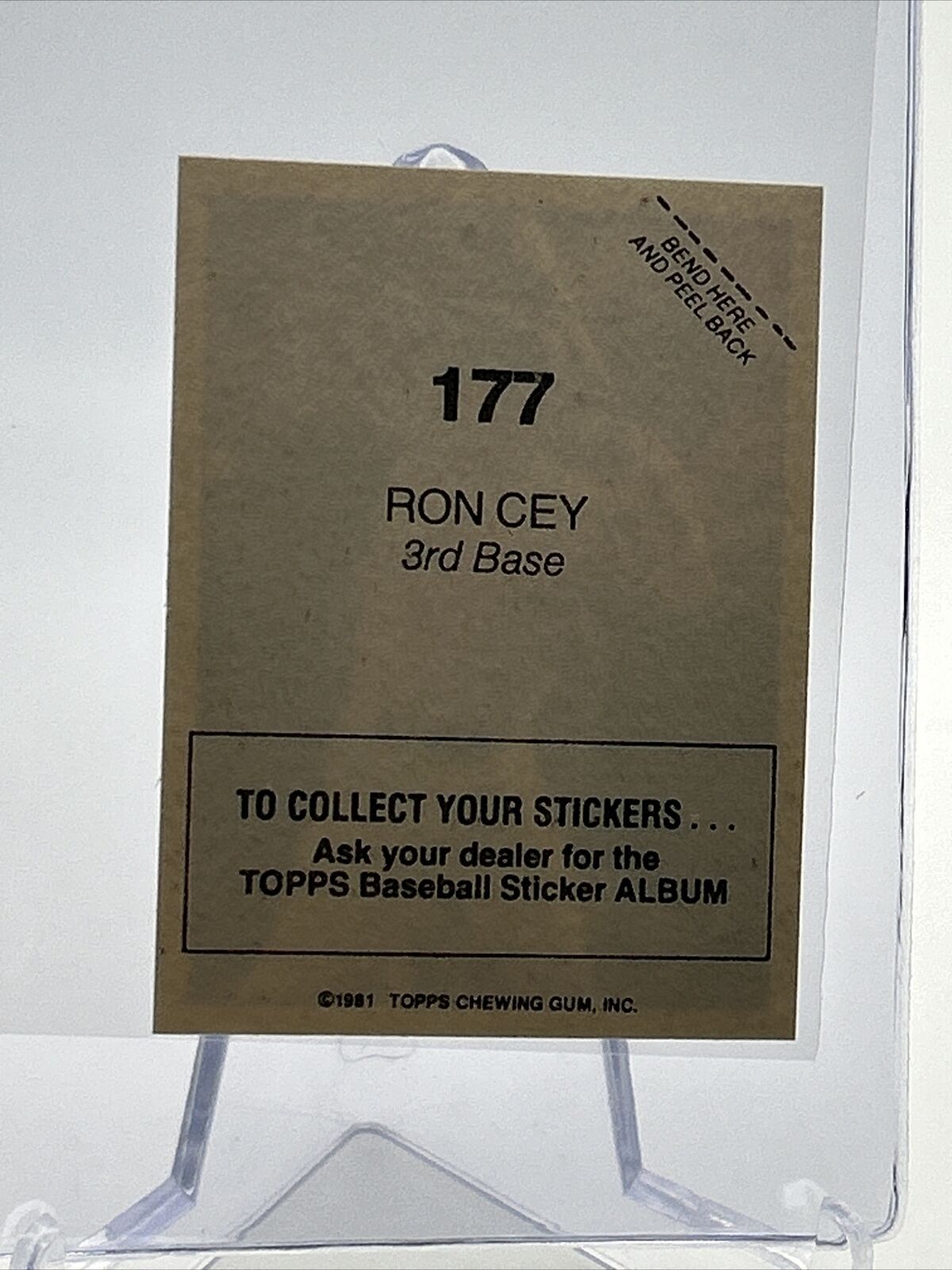 1981 Topps Stickers Ron Cey Baseball Card #177 NM-Mint FREE SHIPPING