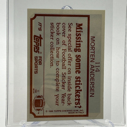 1986 Topps Morten Andersen Football Sticker Card #114 NM-MT FREE SHIPPING