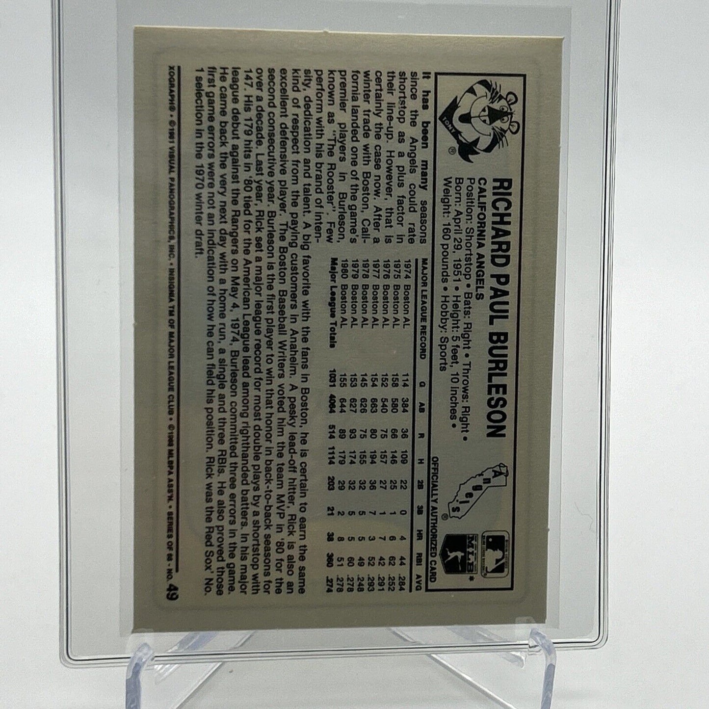 1981 Kellogg's Rick Burleson Baseball Card #49 NM-Mint FREE SHIPPING